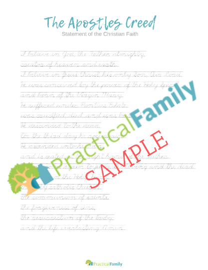 Apostles & Nicene Creeds - English + Latin - Print and Cursive Practice