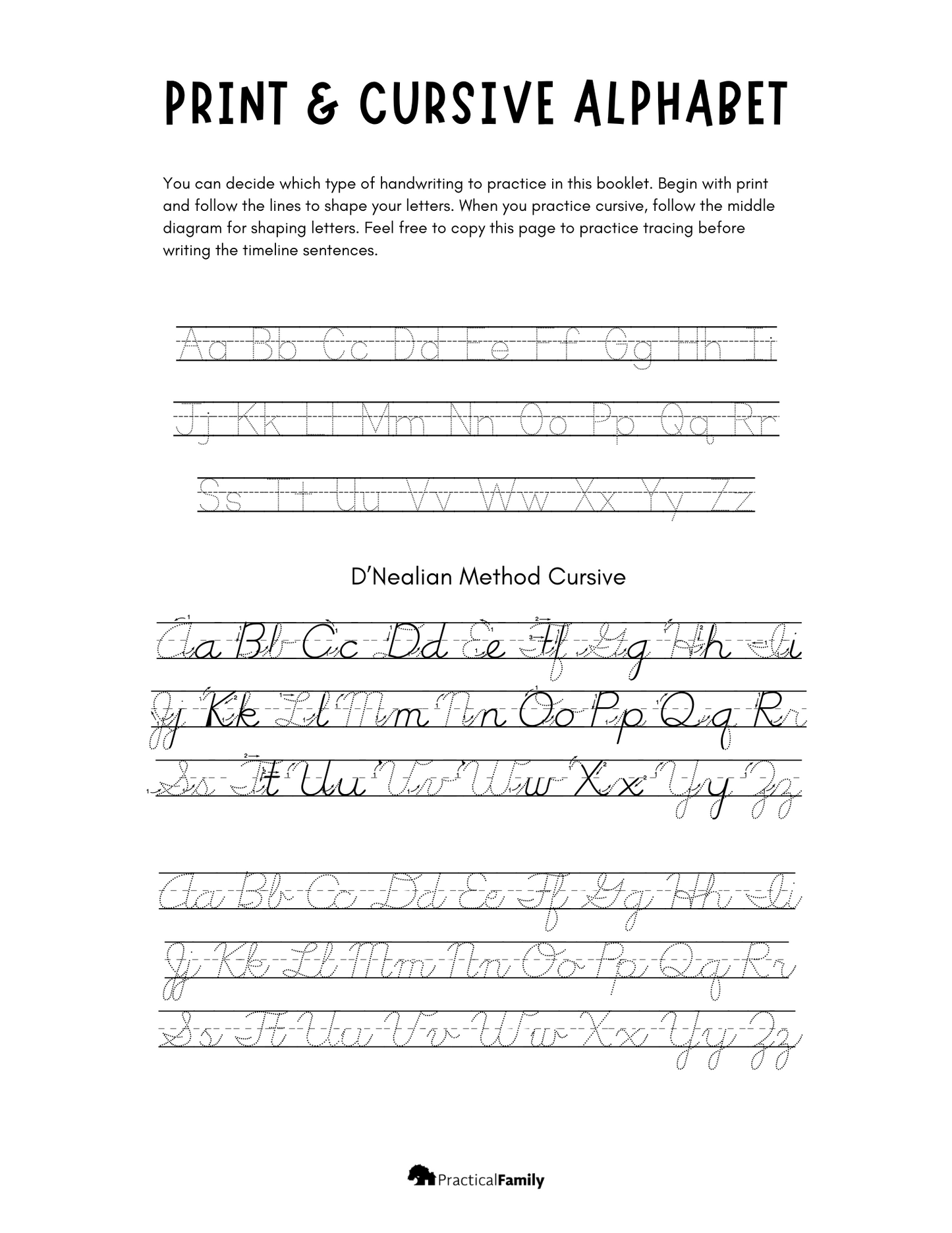 Timeline Handwriting Practice