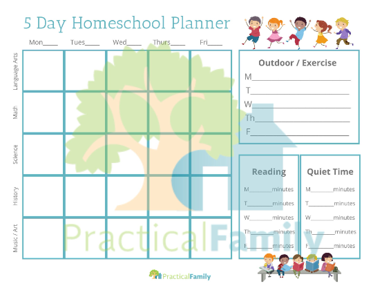 5 Day Homeschool Planner